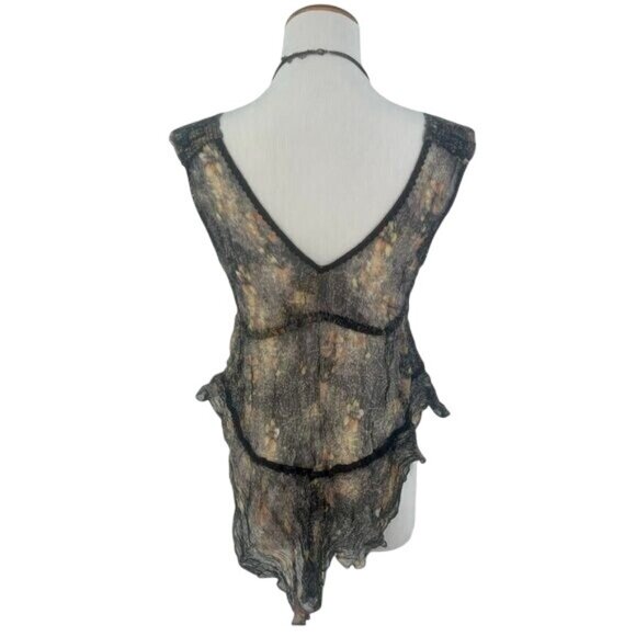 New Romantics X Anthropologie Moody Floral Asymmetrical Sheer Sleeveless Top - Picture 7 of 10
